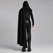 asymmetric cloak detachable hood gothic cape faux leather accents layered design alternative fashion punk steampunk victorian fetish factory dramatic outerwear