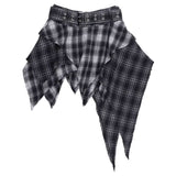 Asymmetrical Black Goth Style Pleated Skirt