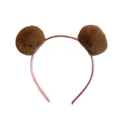 Faux fur headband hairband headgear bear ears puffs pet-play accessories halloween brown