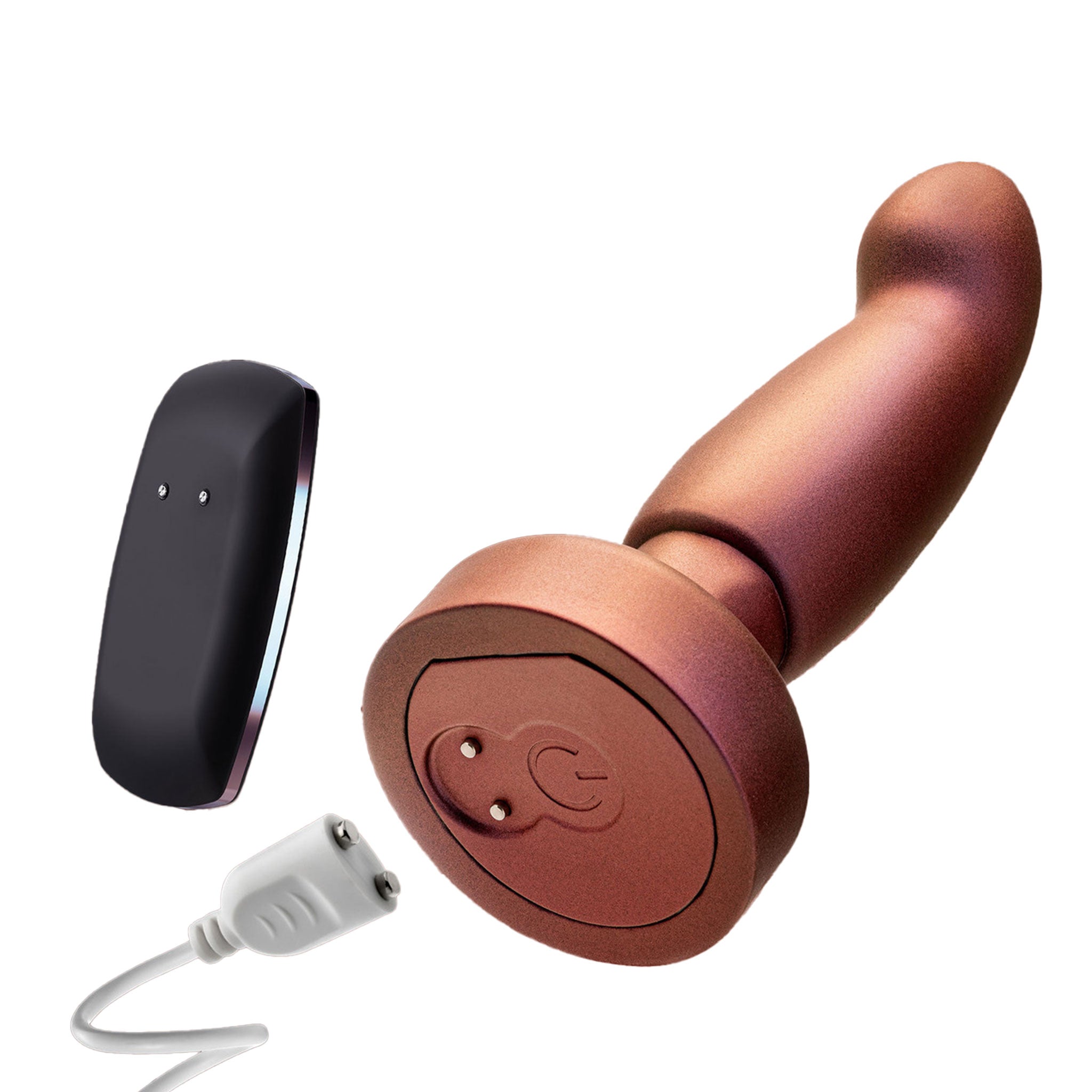 Matrix Bionic Rechargeable Curved Anal Plug with Remote- Copper