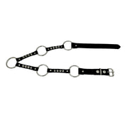 Large O-Rings Hanging Chains Leather Belt Black