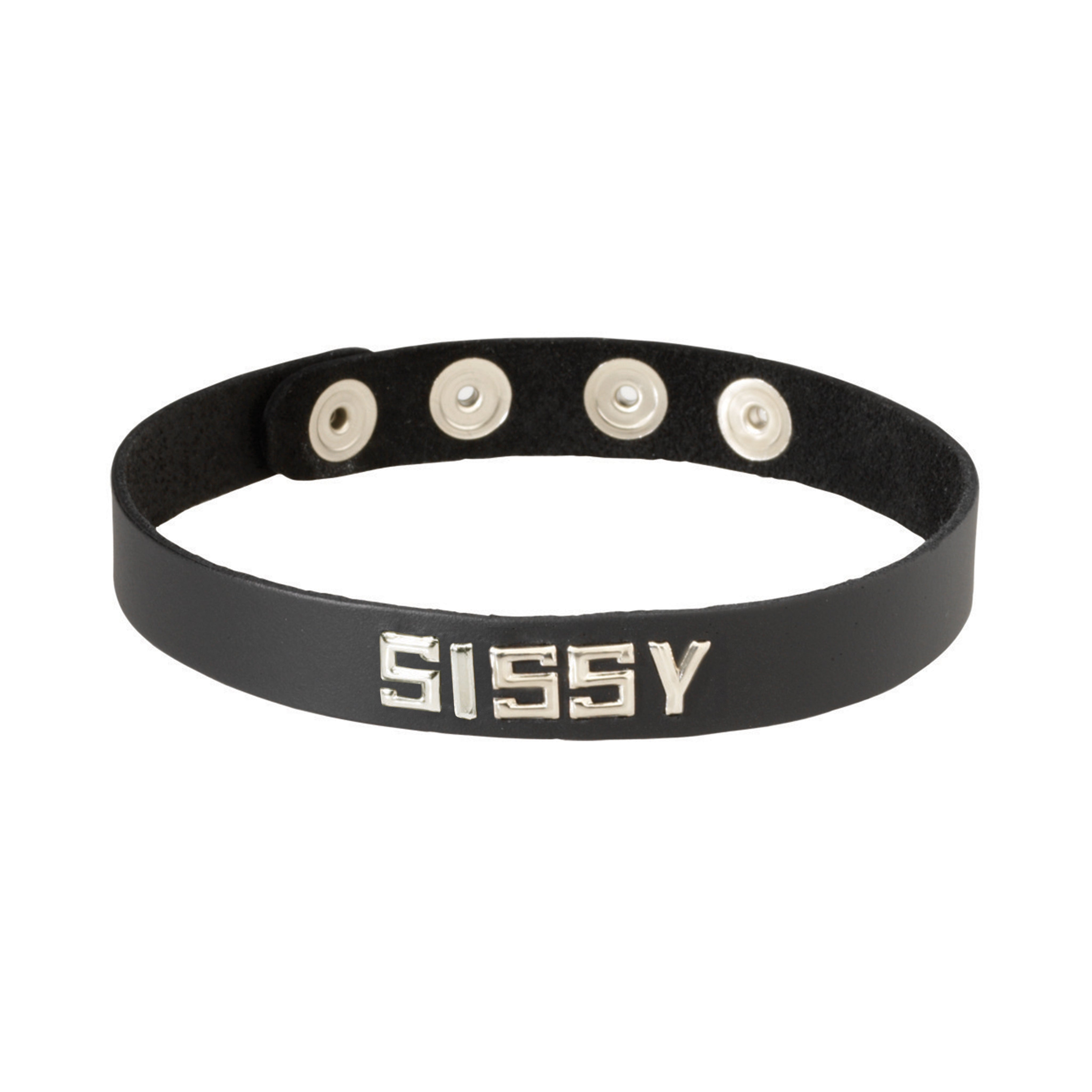 Word Letter Studs Leather Collar Black