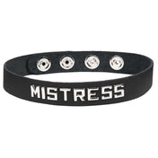 Word Letter Studs Leather Collar Black