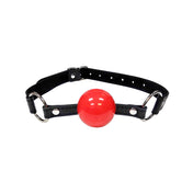 Leather rubber gag mouth-gag ball-gag O-ring adjustable buckle fetish fashion alt-fashion bdsm bondage sub submissive restraint silence silencing kink kinky kinky-play economy-line adult-toys black red