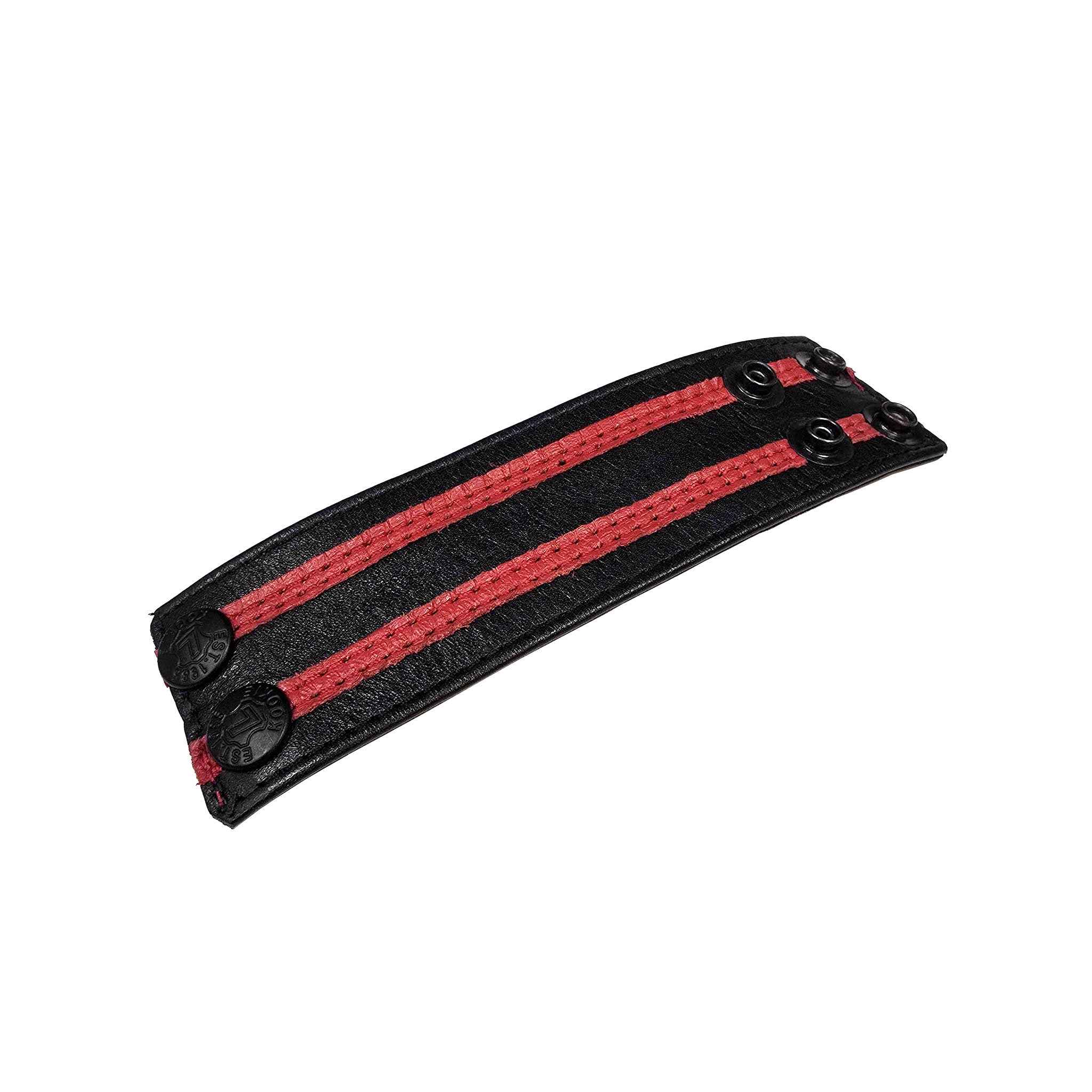 Leather genuine-leather cnb cbt cock&ball cock ball ball-stretcher scrotum stripes layered snap-button press-stud snap-fasteners bdsm-toys bondage bdsm masochism kink kinky kinky-toys adult-toys nonvibe non-vibe black red 1.5-inch