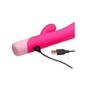 clit tapping rabbit vibrator pink silicone dual stimulation curved shaft rechargeable splashproof adult toy vibration tapping modes ergonomic rabbit style body safe silicone