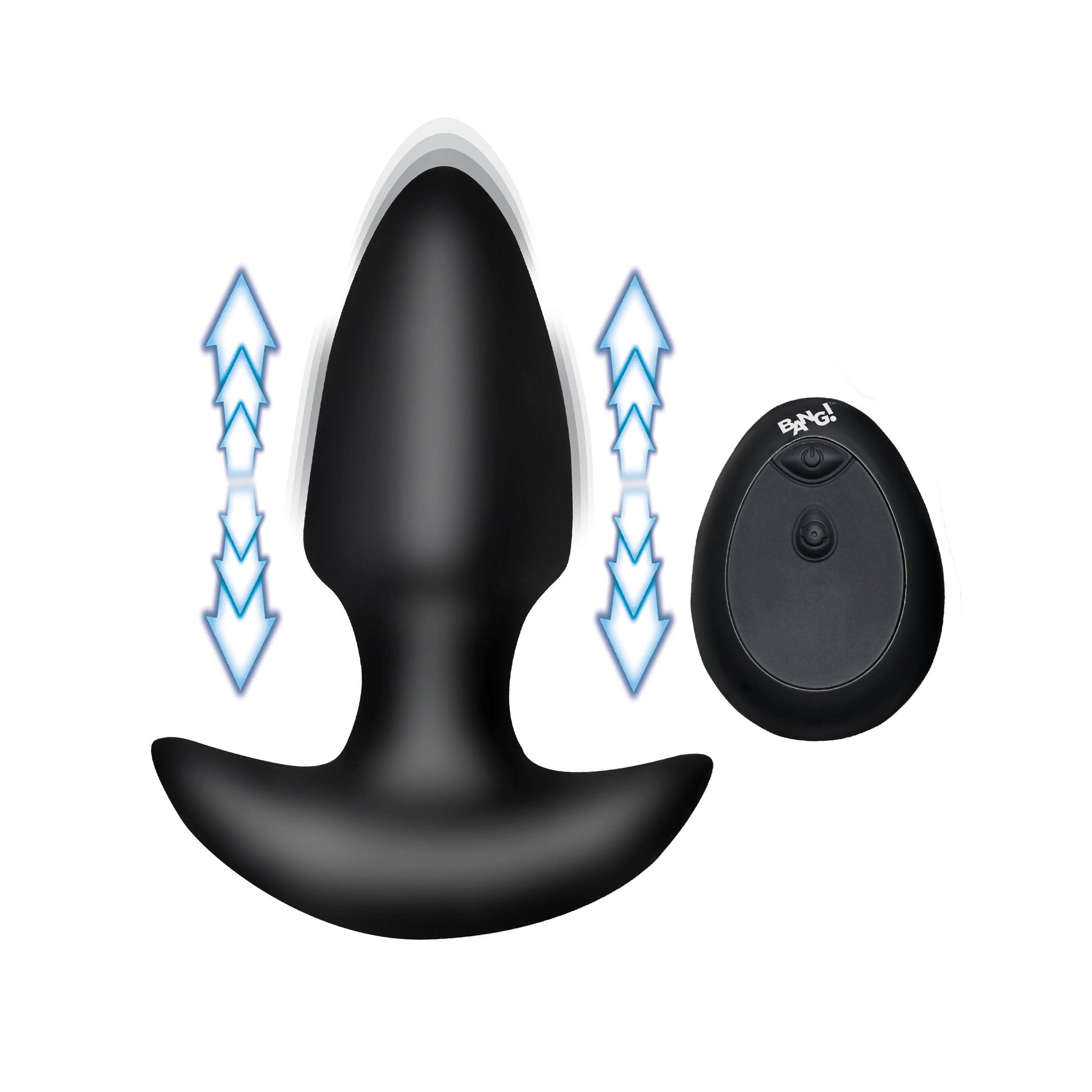 Silicone plastic phthalate-free vibe vibrator vibrating vibration anal-vibe anal-plug butt-plug buttplug automatic auto-thrusting thrusting buzzing intense tapered-tip slim-base curved-base remote-control wireless-remote usb-rechargeable ergonomic comfortable anal-play adult-toys black