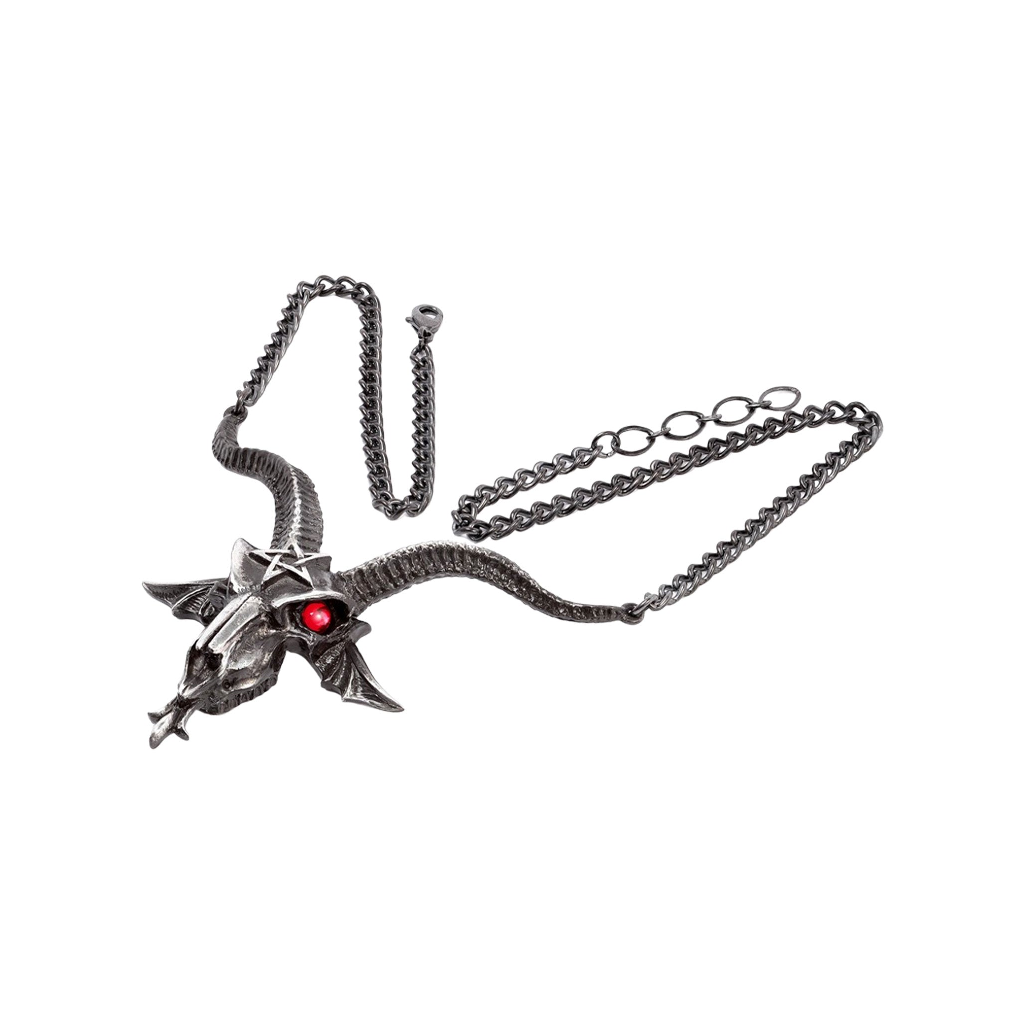 Metallic jewelry necklace choker ornament chain baphometica goat's-head nocturnal sexy goat-skull gemstone-eyes blazing eyes pentagram inverted goth gothic punk accessories black red