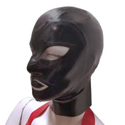 Latex rubber accessories mask hood full-face anatomical contrast-trim hair-shield hair-protector zipper back-zip form-fitting reinforced fetish fashion alt-fashion bondage bdsm bdsm-gear bdsm-toys kink kinky kinky-play costume cosplay halloween unisex black