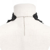 Lace polyamide acrylic-beads faux-gemstones accessories neck jewelry necklace collar choker embroidered beaded teardrop-beads fascinator bold exotic dark-fashion mystique moody magnificent fetish fashion alt-fashion goth gothic victorian edwardian gilded-age costume cosplay halloween steampunk valentines gift female femme feminine womens black