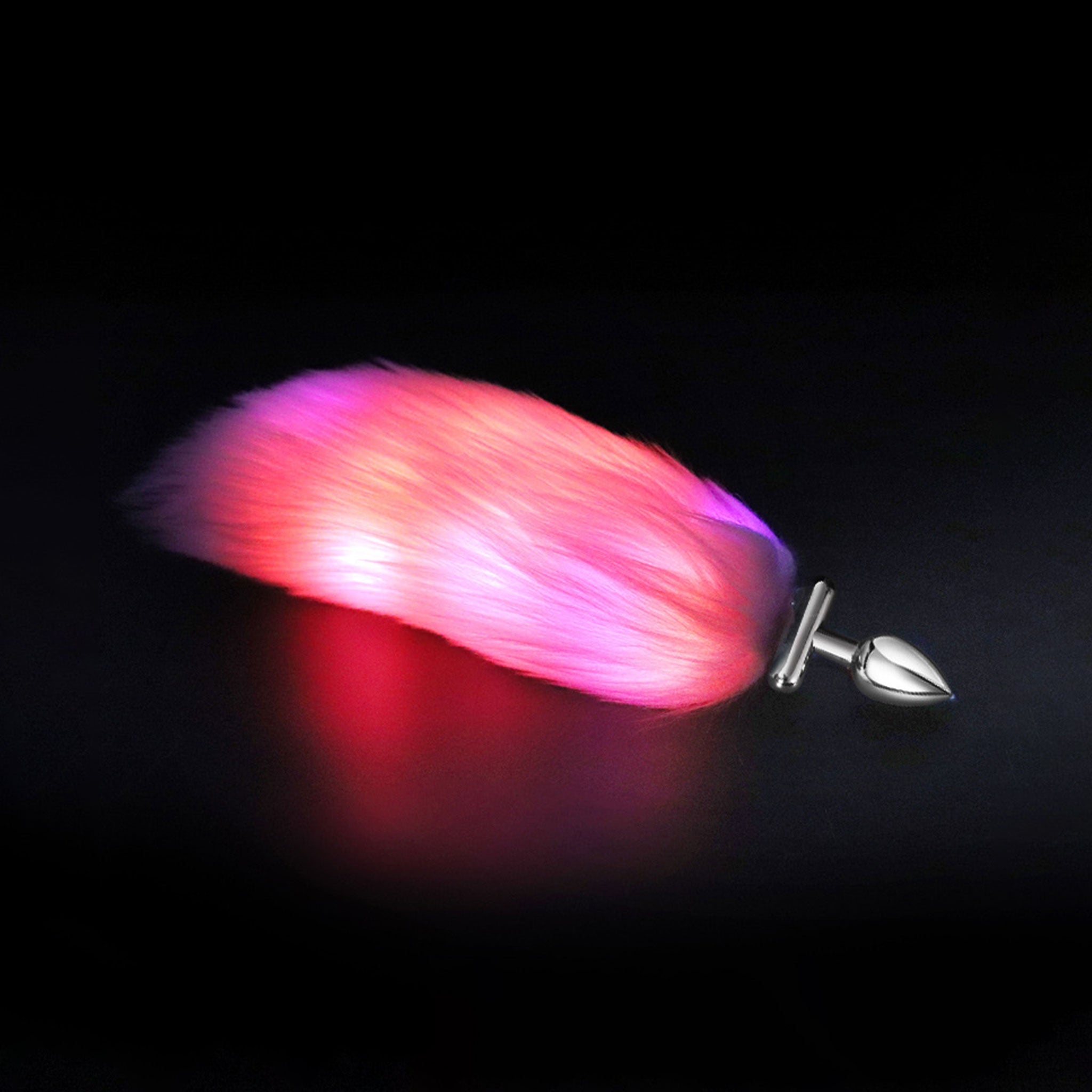 Stainless steel synthetic-fur accessories nonvibe nonvibrating non-vibe non-vibrating plug probe anal-play anal-plug butt-plug buttplug butt-stuff g-spot p-spot luminous articulated light-up led-lights battery-powered bondage bdsm bdsm-toys bdsm-play kink kinky kinky-toys kinky-play pet-play pet-training costume cosplay halloween animal furry yiff unisex couples adult-toys pink 