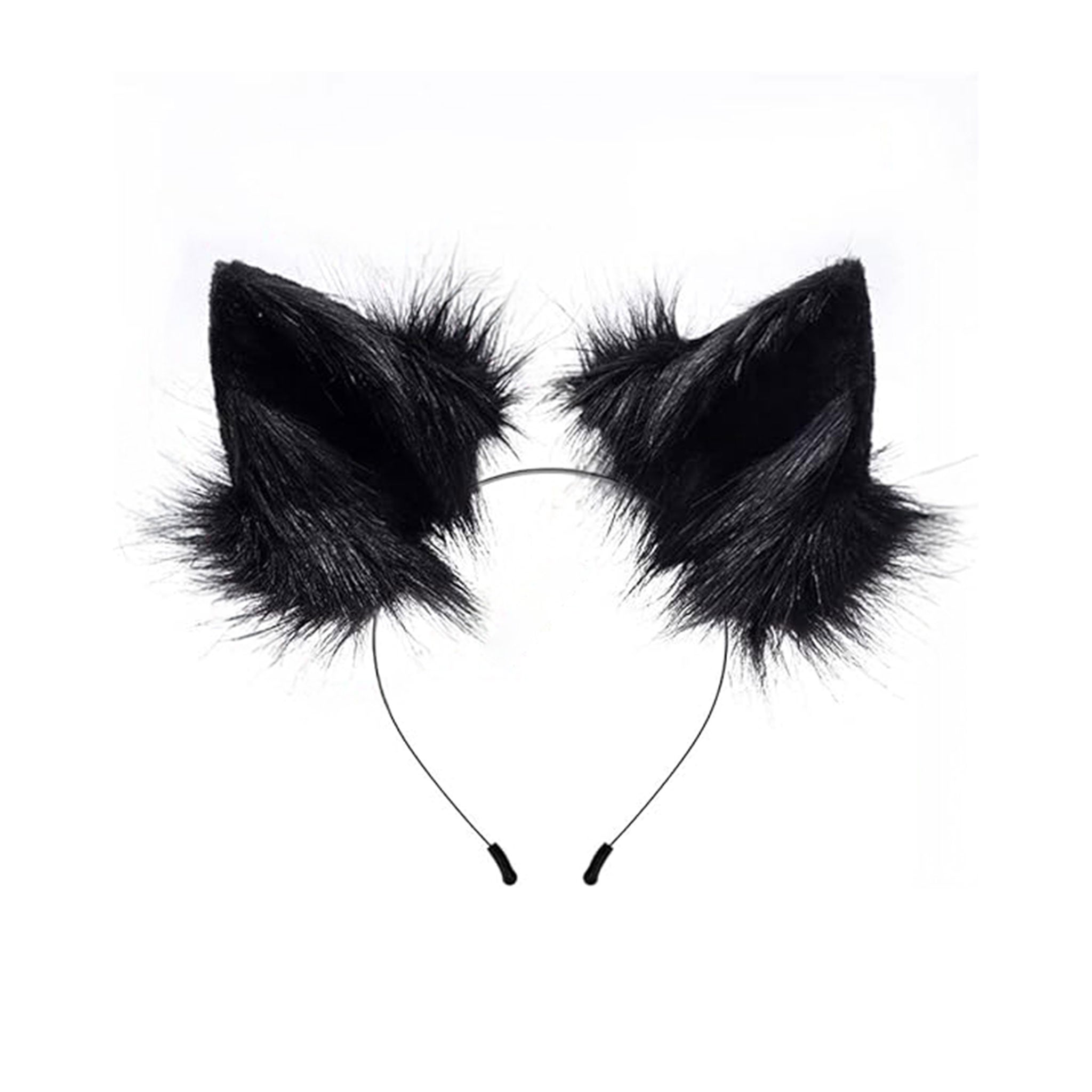 Synthetic-fur faux-leather velvet accessories costume-set 3pc 3-pc 3-piece three-piece headgear head-gear headband cat-ears animal-ears cat-tail animal-tail attachable detachable safety-clasp furry fuzzy bell-choker bell-collar collar choker sleigh-bell lapel feline cat kitty kitten black-cat meow pussycat pussy-cat pet-play animal-play mischievous cute soft sleek sassy playful costume cosplay halloween party black