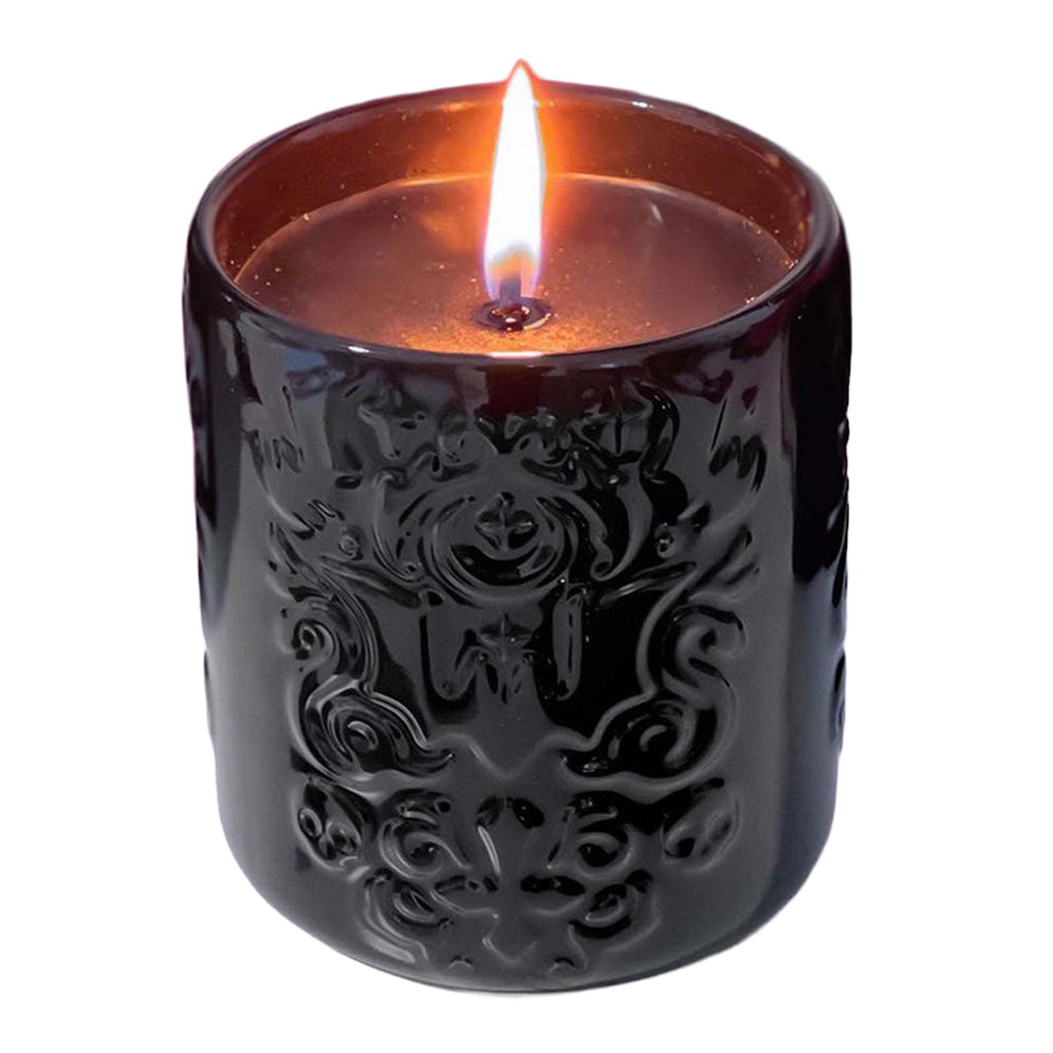 Ceramic soy-wax accessories home-decor candle candle-holder lacquered raised-pattern vegan burning long-lasting goth gothic bondage bdsm bdsm-toys kink kinky kinky-play sensory-play wax-play valentines valentines-collection halloween holiday gifts unisex black coconut-scent
