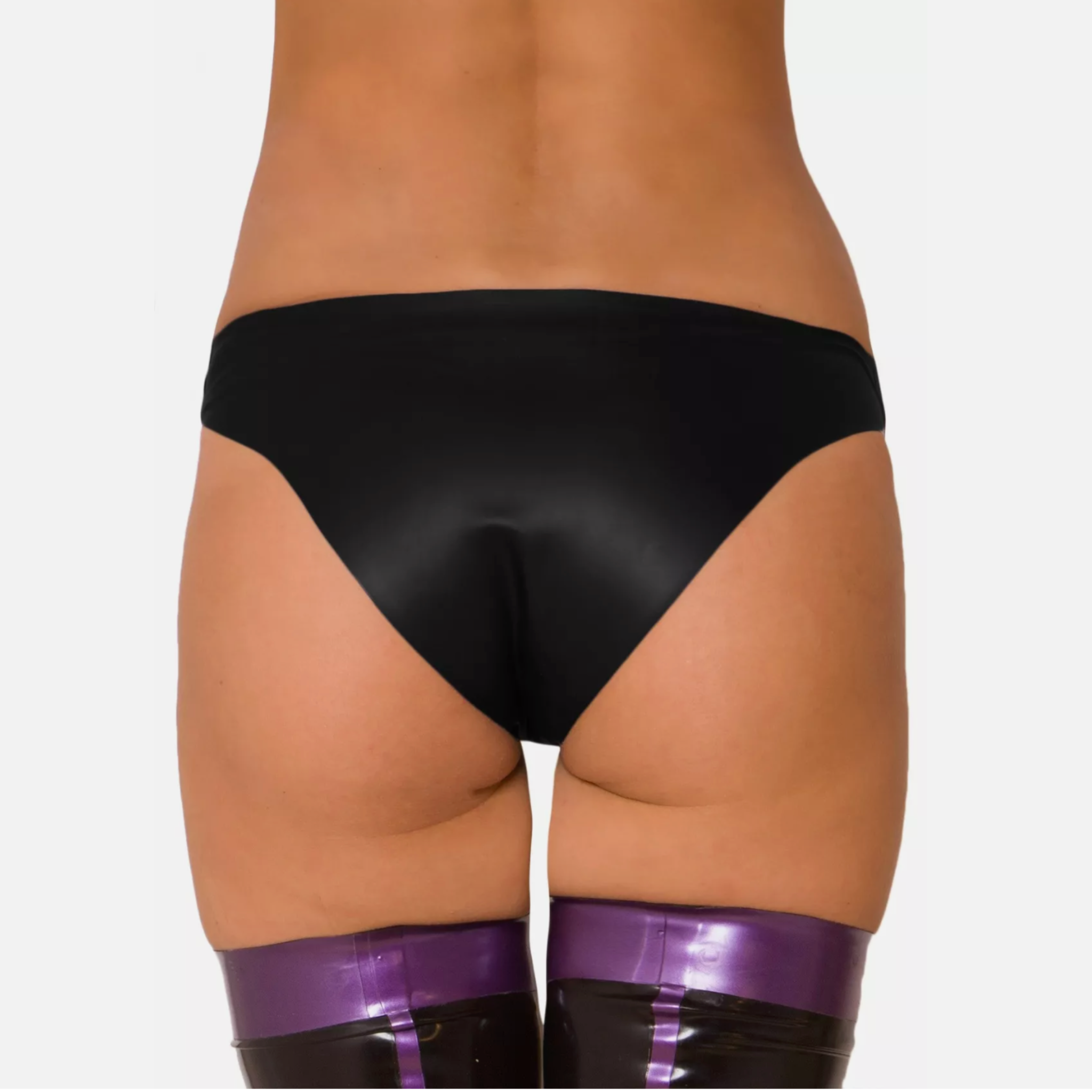Black Connoisseur latex briefs black high-quality latex body-hugging fetish underwear sleek shiny kinky latex apparel.