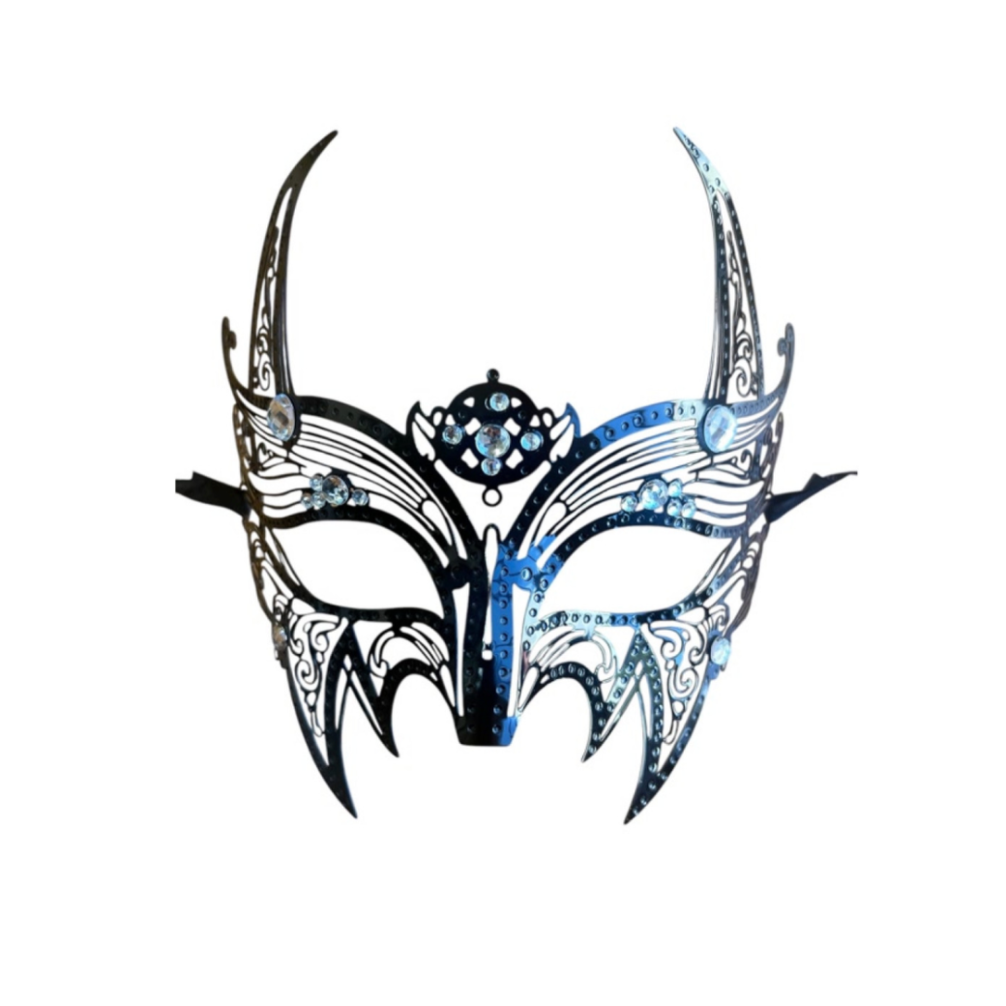 black devil filigree mask horned masquerade mask gem embellished gothic mask dramatic halloween costume accessory metal filigree devil horns masquerade ball gothic party theatrical mask