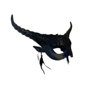 Molded-resin embroidered-lace acrylic-gems feathers elastic-band accessories headgear mask half-mask horns twisting devil gemstones pointed-ears elastic-band shiny glossy textured comfortable irresistible fetish fashion alt-fashion alternative bedroom dungeon festivalwear kink kinky kinkwear sacrilege costume cosplay halloween halloween-accessories halloween-couture unisex black