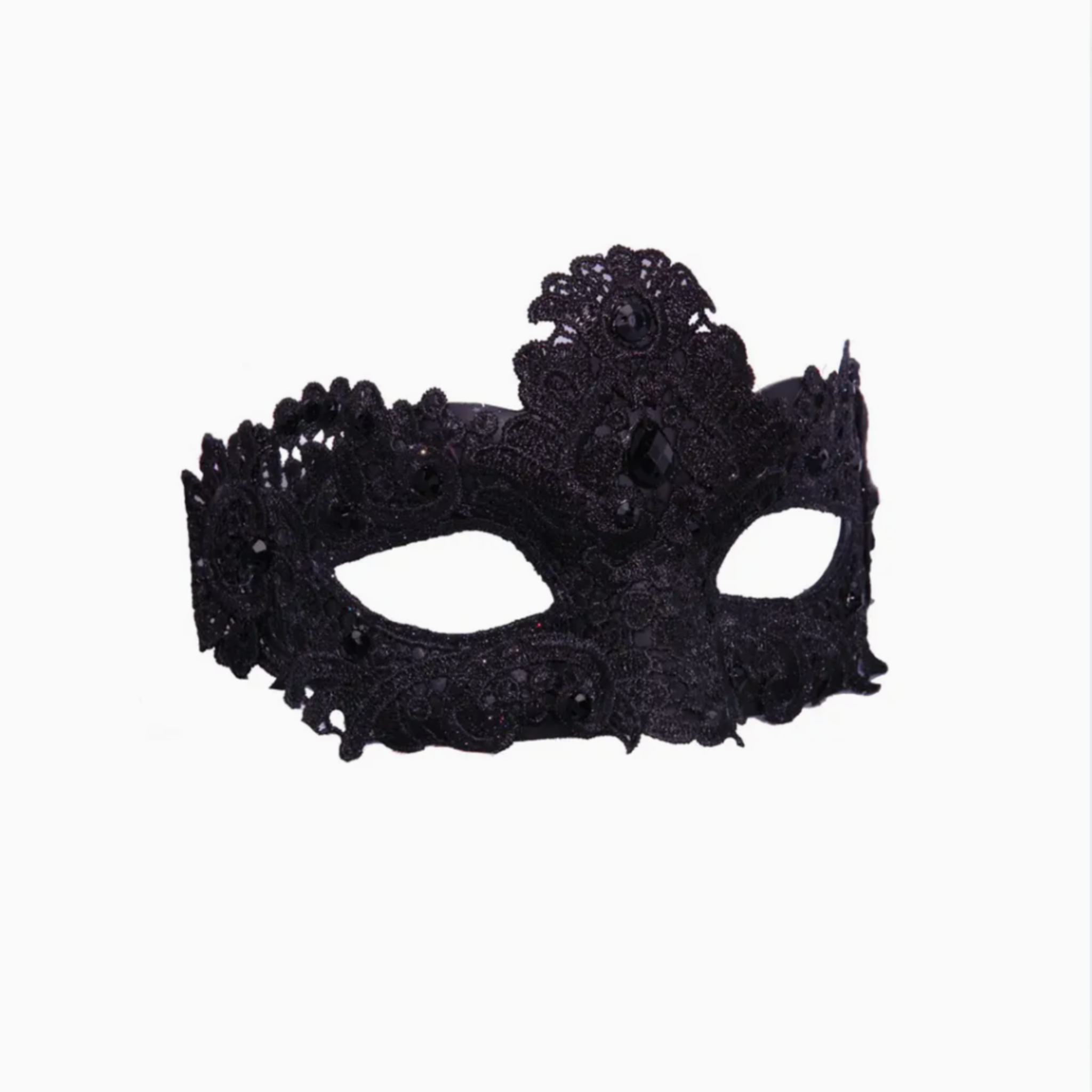 black elegant lace mask gothic masquerade mask gem embellished crown shape lace face mask dramatic gothic accessory halloween party masquerade ball alternative fashion statement mask