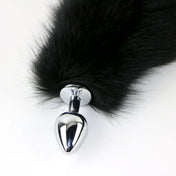 Fur fox-fur genuine-fur anal plug probe butt butt-plug buttplug nonvibe non-vibe nonvibrating non-vibrating removable fur-tail fox-tail detachable screw-on removable filling smooth soft tapered bondage bdsm kink kinky kinky-play animal pet pet-play adult-toys black