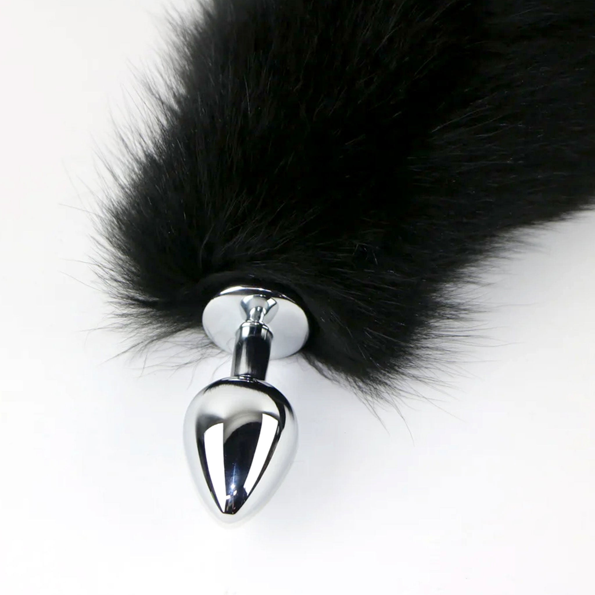 Black Fox Tail with Removable Stainless Steel Plug Fetish Factory Black Fox Tail with Removable Stainless Steel Plug Fetish Factory