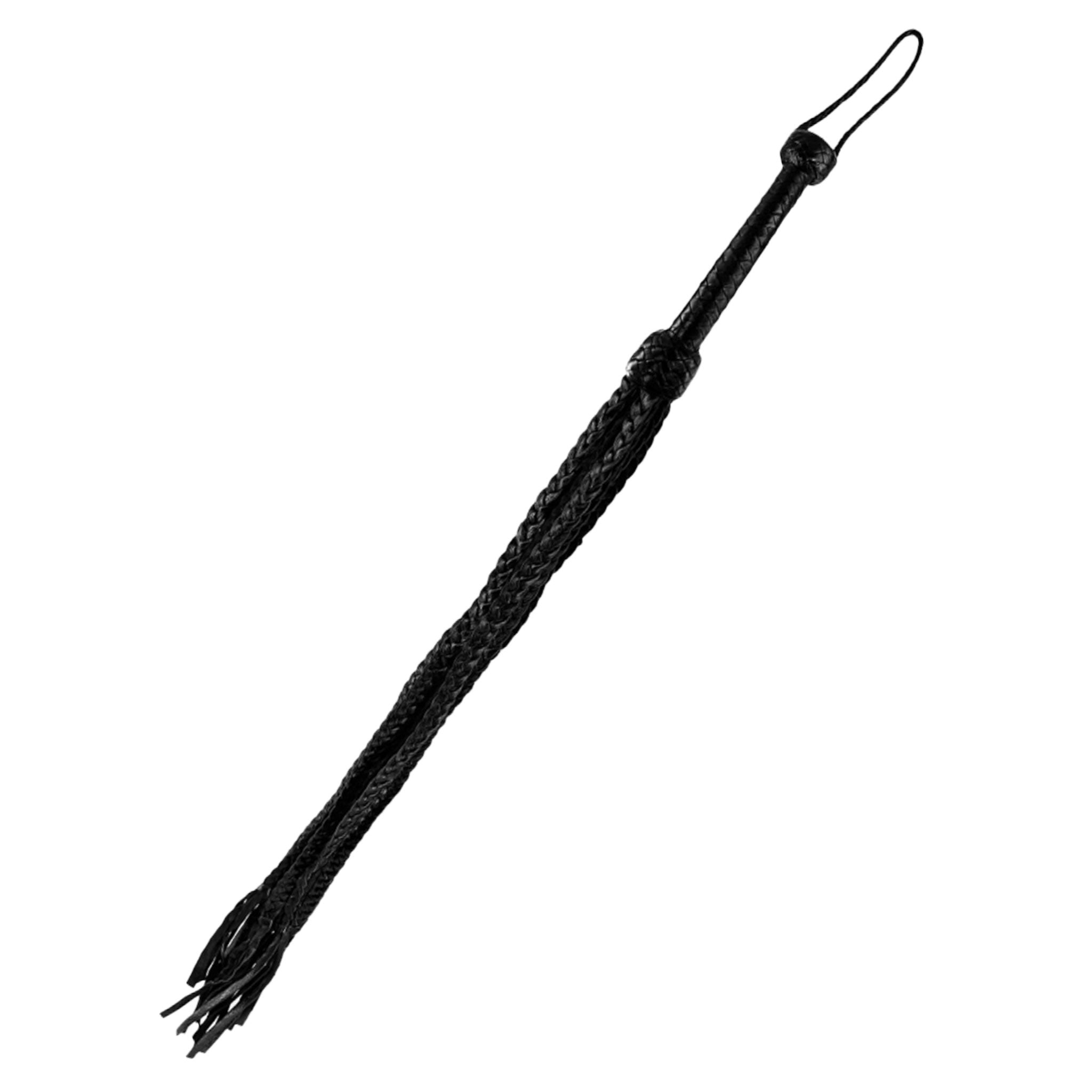 Leather authentic genuine latigo metallic cow hide cow-hide cowhide bedroom-weapons whip flogger braided sting thud impact-play impact impact-toys adult-toys black