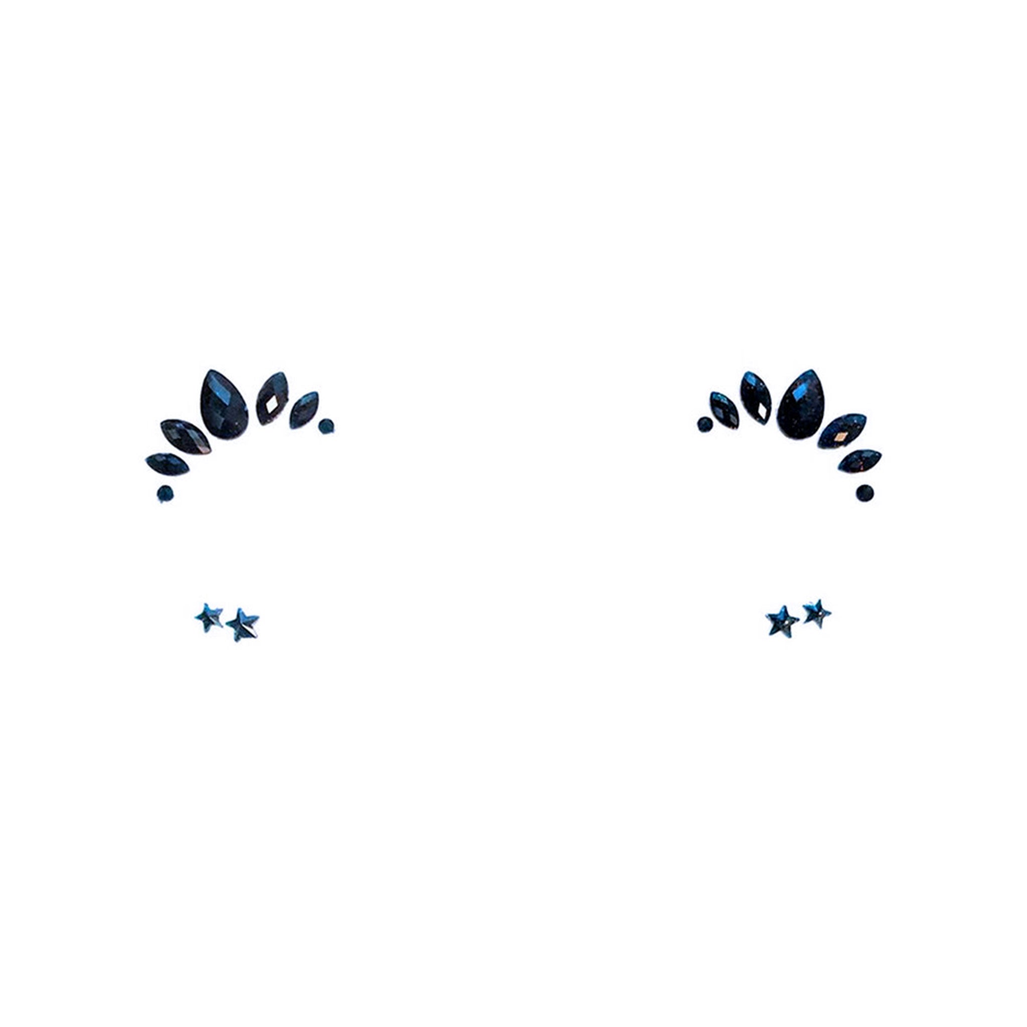 Acrylic faceted gems adhesive medical-grade hypoallergenic latex-free glitter accessories intimates body-stickers body-glitter skin crystals unicolor miniature mini-stickers cheerful adorable mischievious colorful magic spell sparkly long-lasting costume cosplay halloween rave ravewear rave-bae fairy pixie festival female femme feminine womens black bodistix