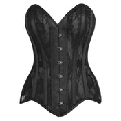 Polyester mesh sheer lace floral-lace satin-ribbon cotton-twill cotton-denim apparel top corset cincher overbust over-bust fullbust full-bust sweetheart sweetheart-neckline support steel-boning boning flat-steel spiral-steel waist-tape garter-loops modesty-panel waist-trainer waist-cincher front-busk busk-closure back-lacing ribbon-lacing comfortable sexy stylish sultry elegant fetish fashion alt-fashion goth gothic goth-doll kink kinky kinkwear costume cosplay halloween female femme feminine womens black