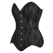 Polyester mesh sheer lace floral-lace satin-ribbon cotton-twill cotton-denim apparel top corset cincher overbust over-bust fullbust full-bust sweetheart sweetheart-neckline support steel-boning boning flat-steel spiral-steel waist-tape garter-loops modesty-panel waist-trainer waist-cincher front-busk busk-closure back-lacing ribbon-lacing comfortable sexy stylish sultry elegant fetish fashion alt-fashion goth gothic goth-doll kink kinky kinkwear costume cosplay halloween female femme feminine womens black