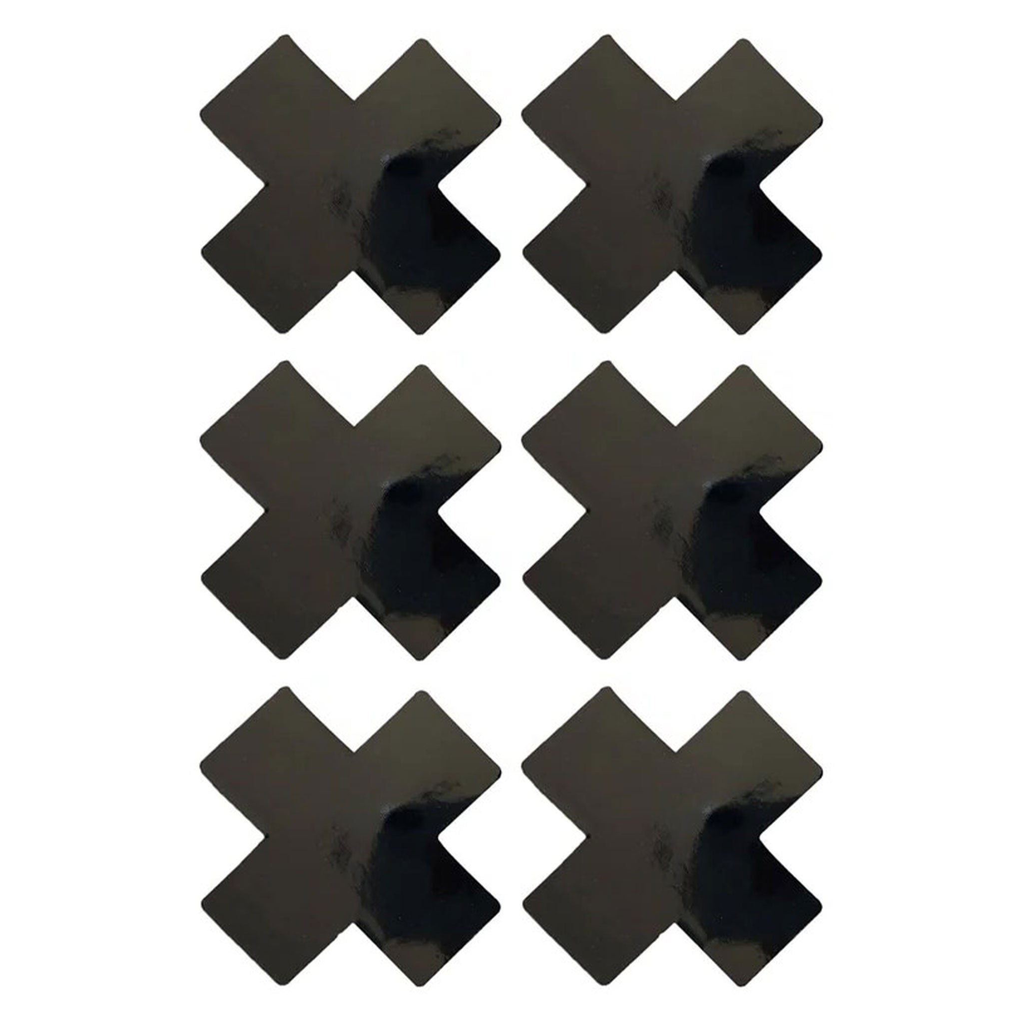 PVC vinyl adhesive medical-grade accessories pasties nipple nipple-pasties body-stickers self-adhering self-adhesive skin x-shaped 6pk 6-pk 6-pack six-pack shiny glossy fetish fashion alt-fashion punk goth gothic cyber bondage bdsm bdsm-fashion dom sub dominiant domme dominatrix submissive submission costume cosplay halloween unisex black