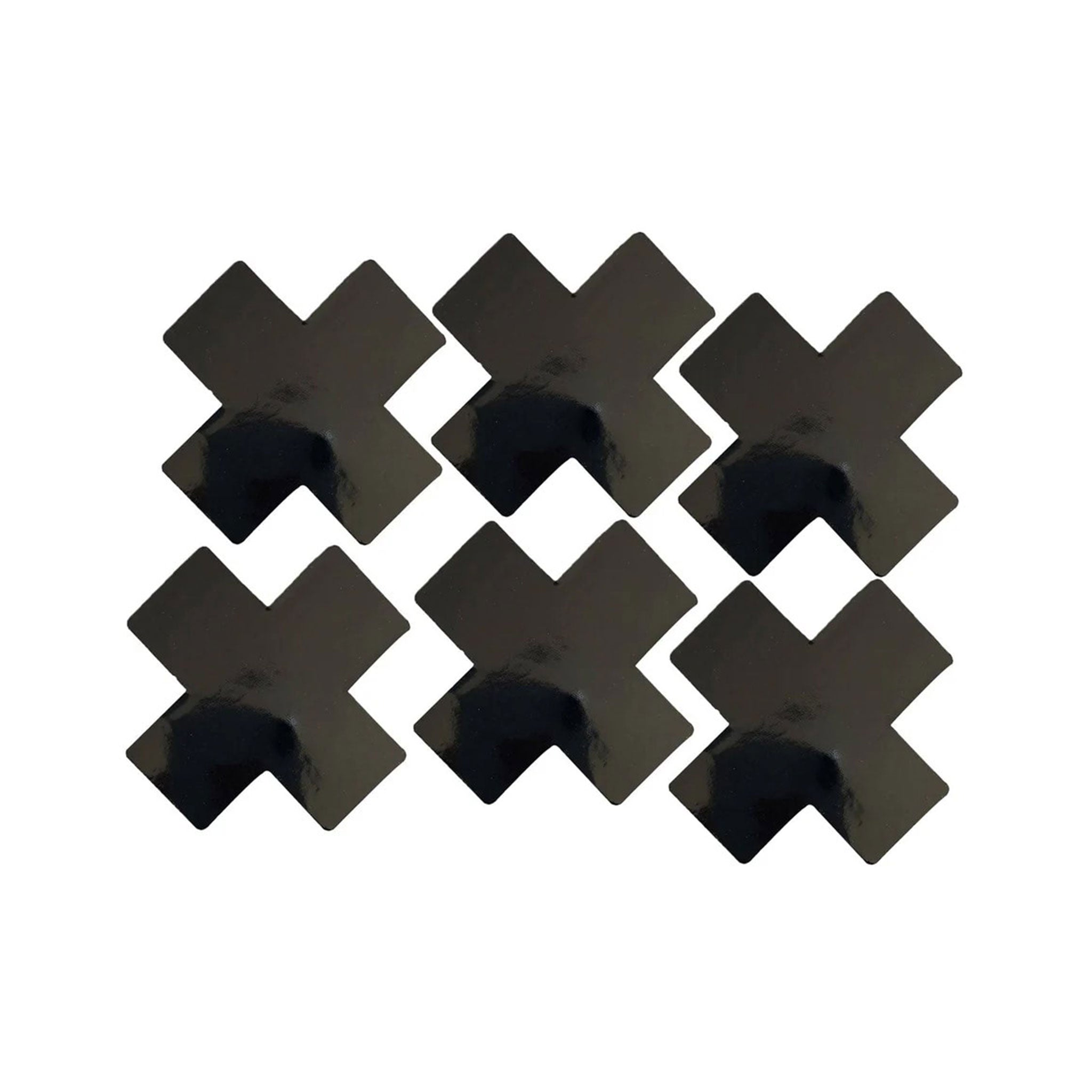 PVC vinyl adhesive medical-grade accessories pasties nipple nipple-pasties body-stickers self-adhering self-adhesive skin x-shaped 6pk 6-pk 6-pack six-pack shiny glossy fetish fashion alt-fashion punk goth gothic cyber bondage bdsm bdsm-fashion dom sub dominiant domme dominatrix submissive submission costume cosplay halloween unisex black