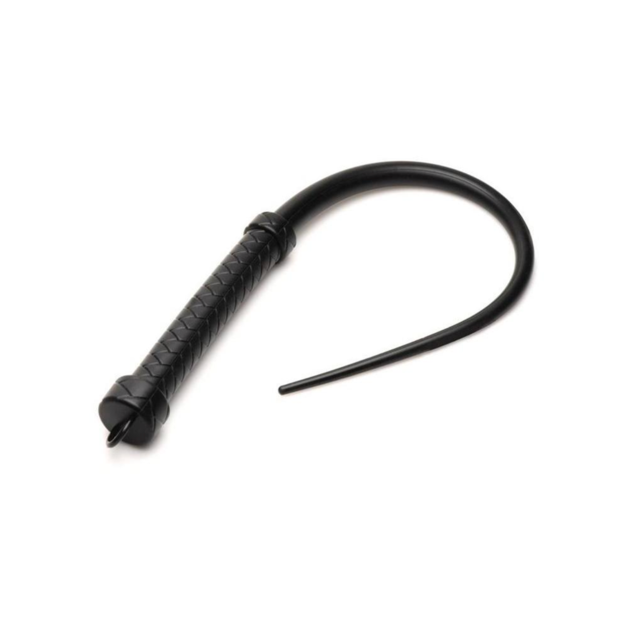 Black silicone whip, BDSM viper tail whip, impact play whip, silicone flogger, advanced BDSM whip.
