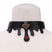 Leather vegan-leather faux-leather PU-leather rose-gold diecut die-cut collar choker adjustable buckle heavy-duty elvira sexy alluring glam glamour glamorous sophisticated sophistication fetish fashion alt-fashion goth gothic bdsm bondage kink kinky kinky-play black red ruby-red gold
