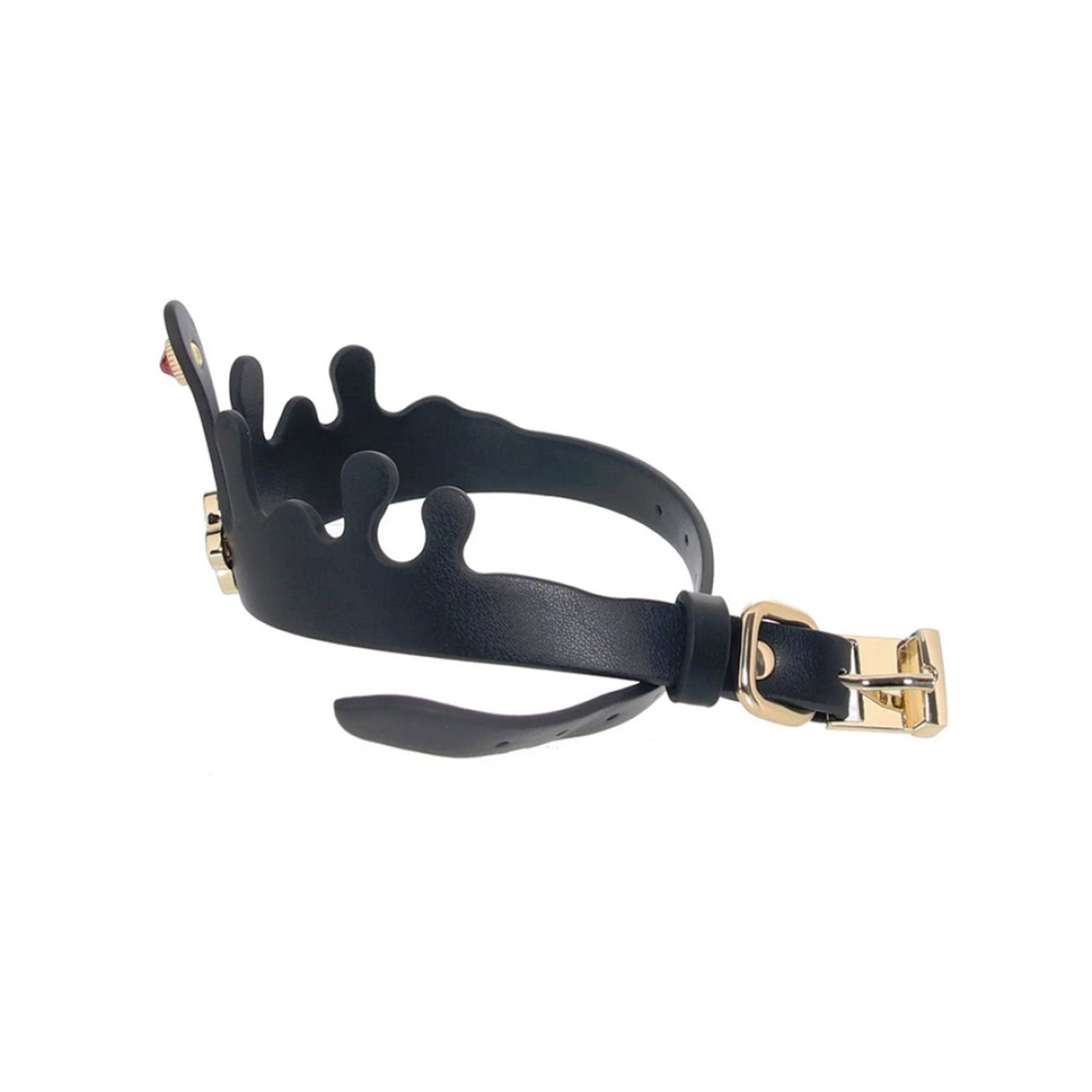 Leather vegan-leather faux-leather PU-leather rose-gold diecut die-cut collar choker adjustable buckle heavy-duty elvira sexy alluring glam glamour glamorous sophisticated sophistication fetish fashion alt-fashion goth gothic bdsm bondage kink kinky kinky-play black red ruby-red gold