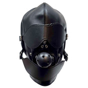 Leather faux-leather matte-finish accessories mask hood bondage-hood gimp-mask anatomical detachable eye-mask blindfold mouth-cover gag ball-gag breathable optional fully-detachable lace-up lace-back back-closure hair-shield adjustable buckle side-buckle lightweight light-weight snap-button press-studs fetish fashion alt-fashion bondage bdsm bdsm-play bdsm-gear bdsm-toys restraint kink kinky kinky-play sensory sensory-play sensory-deprivation exploration unisex black