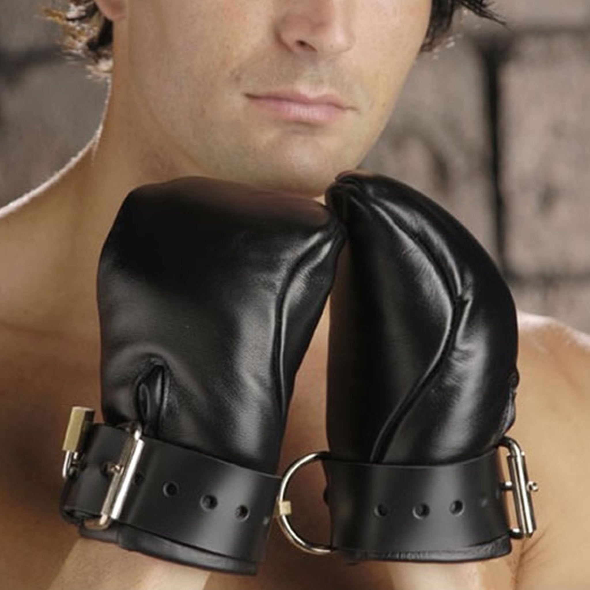 Leather faux-leather satin-lining accessories restraints hands mittens mitts bondage-mitts D-ring adjustable buckle strict secure helpless fetish fashion alt-fashion alternative bedroom dungeon festival festivalwear bondage bdsm bdsm-toys bdsm-gear sub submission kink kinky kinky-play kinky-toys pet pet-play humiliation enclosed encased restricted adult-toys unisex black