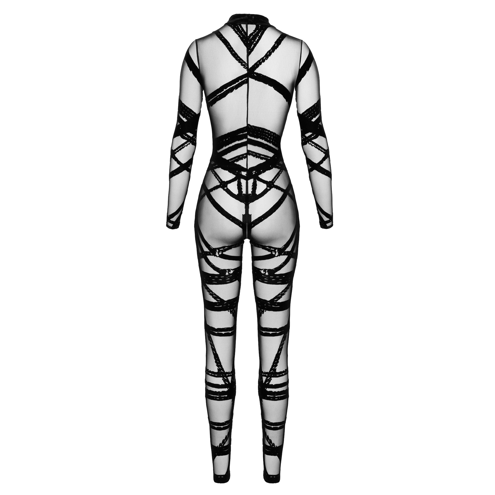Tulle flocking flocked-tulle mesh sheer semi-sheer transparent velvet bodysuit body-suit catsuit cat-suit longsleeve long-sleeve sleeves sleeved high-collar full-zip 3-way 3way three-way zipper strappy seduction sensual sexy soft teasing empowering alluring intriguing versatile flattering stretchy streamlined kink kinky kinky-wear bdsm bondage bondage-style bondage-inspired shibari shibari-inspired kinbaku rope rope-work rope-play rope-design tied-up female femme feminine womens black