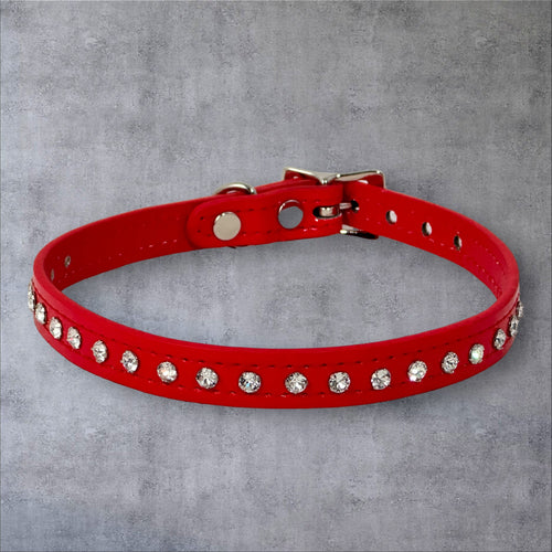 Patent Rhinestone Choker w Buckle