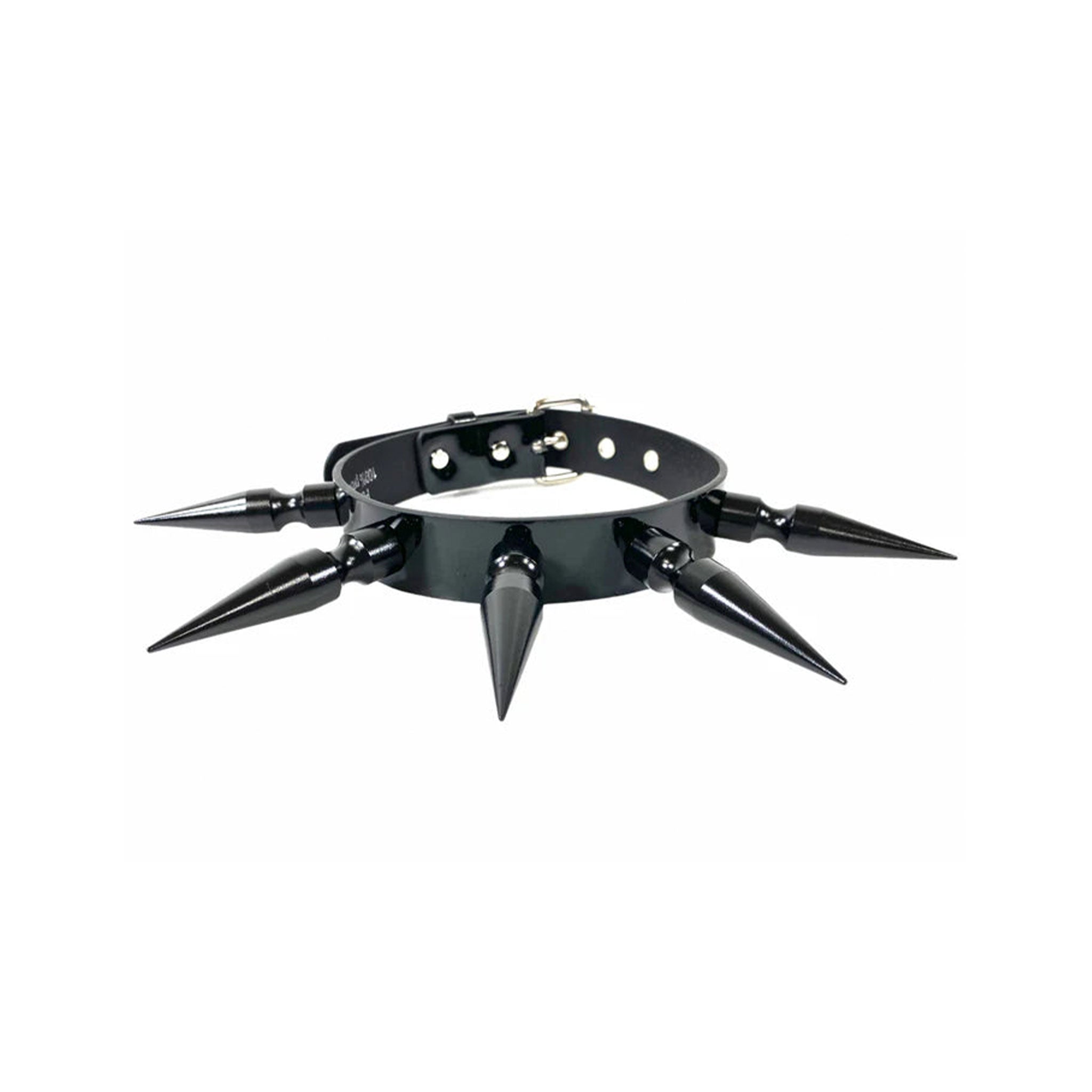 Patent vegan faux pleather leather collar large spikes bondage bdsm choker leads leash kinky black