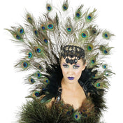 Majestic Peacock Feather Collar Headdress