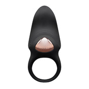 Silicone vibrating vibrator vibe cock couples solo ring splashproof textured clitoral tickler perineum body-safe whisper quiet rechargeable USB stretchy cnb cock-and-ball black