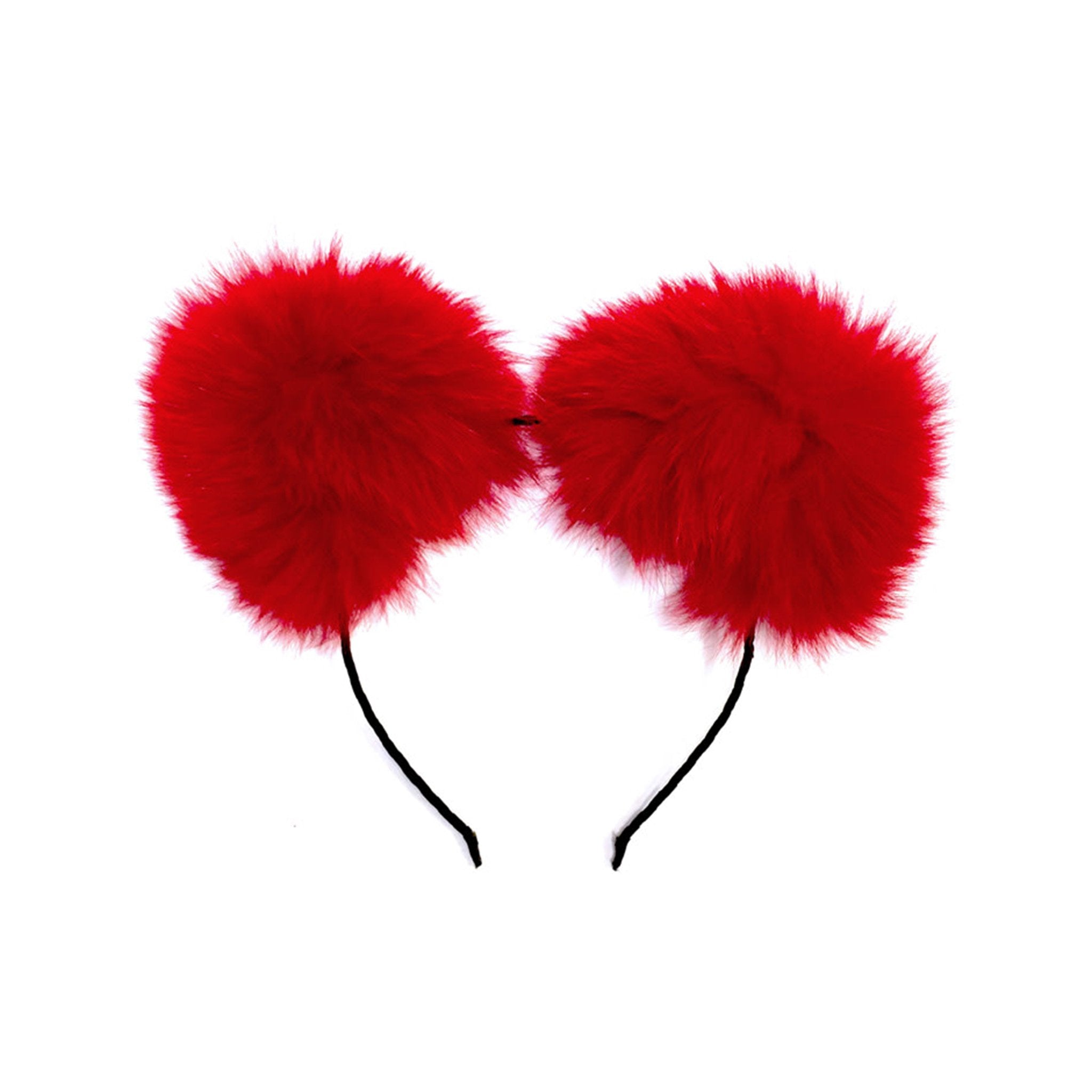 Genuine mink fur headband hairband headgear flexible cat ears pet-play accessories halloween red