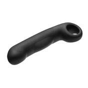 Electro Stim Silicone Curved Dildo with Ring Holder- Black