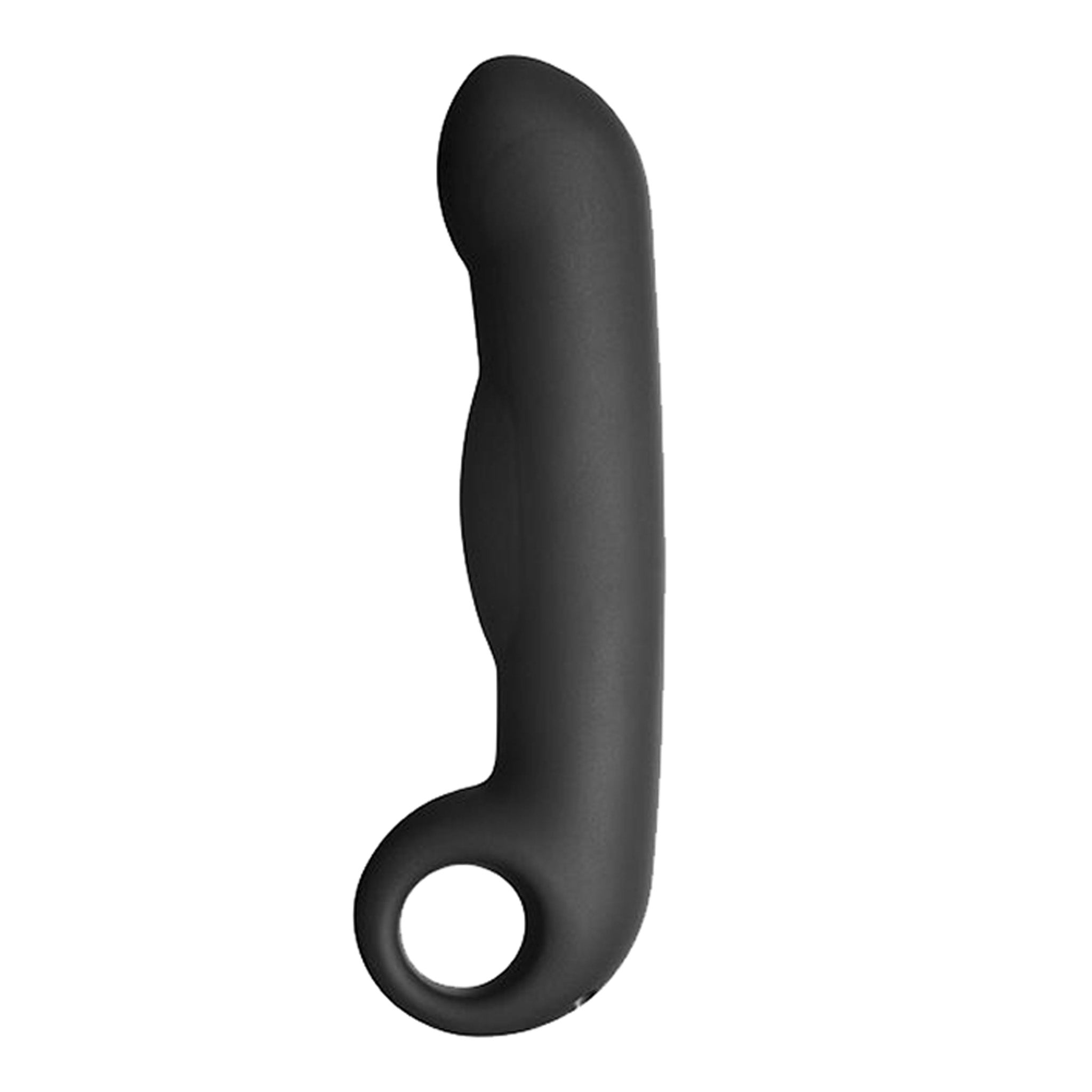 Electro Stim Silicone Curved Dildo with Ring Holder- Black