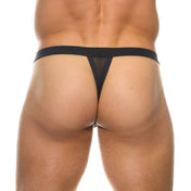 Spandex elastane underwear lingerie thong g-string gstring cage muzzle pyramid studs stud studded mesh men men's male masculine black