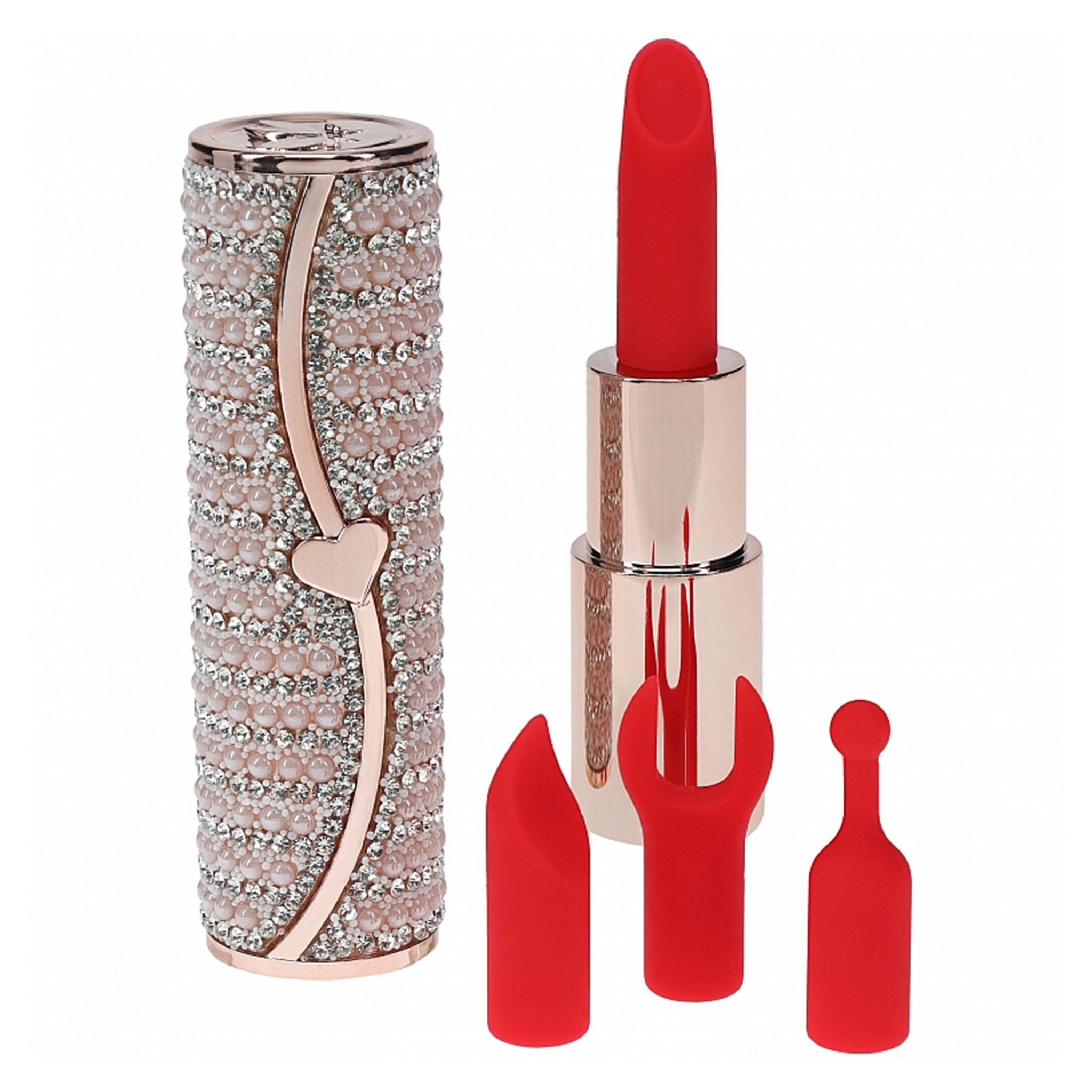 Silicone ABS-plastic chain mini vibrator vibrating vibration vibe lipstick-case lipstick-vibe lipstick lipstick-shaped discreet disguised jewel-case silicone-head interchangeable wrench ballpoint ball-point chisel curved-chisel chain-tassel usb-rechargeable travel-sized multi-speed luxury powerful discreet adult-toys valentines gifts clear pink chrome red