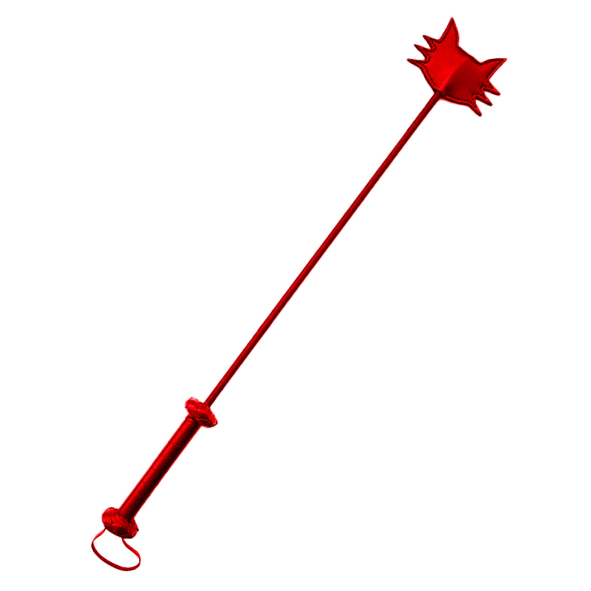 Leather faux-leather riding crop nylon-core medium-flex pocket-handle loop-handle popper padded double-sided cat kitty cat-head feline-themed cat-themed die-cut control playful sharp soft fetish bdsm bondage domination discipline sadism spanking impact impact-play teasing kink kinky kinky-play adult-toys red