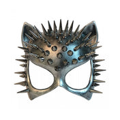 Plastic resin metallic spike spikes spiked accessories headgear mask half-mask swept-up ears edgy lightweight durable sturdy fetish fashion alt-fashion alternative festival masquerade animal bondage bdsm bdsm-toys kink kinky kinky-play kinkwear pet-play cat kitty costume cosplay halloween halloween-accessories meowx unisex silver antique-silver 