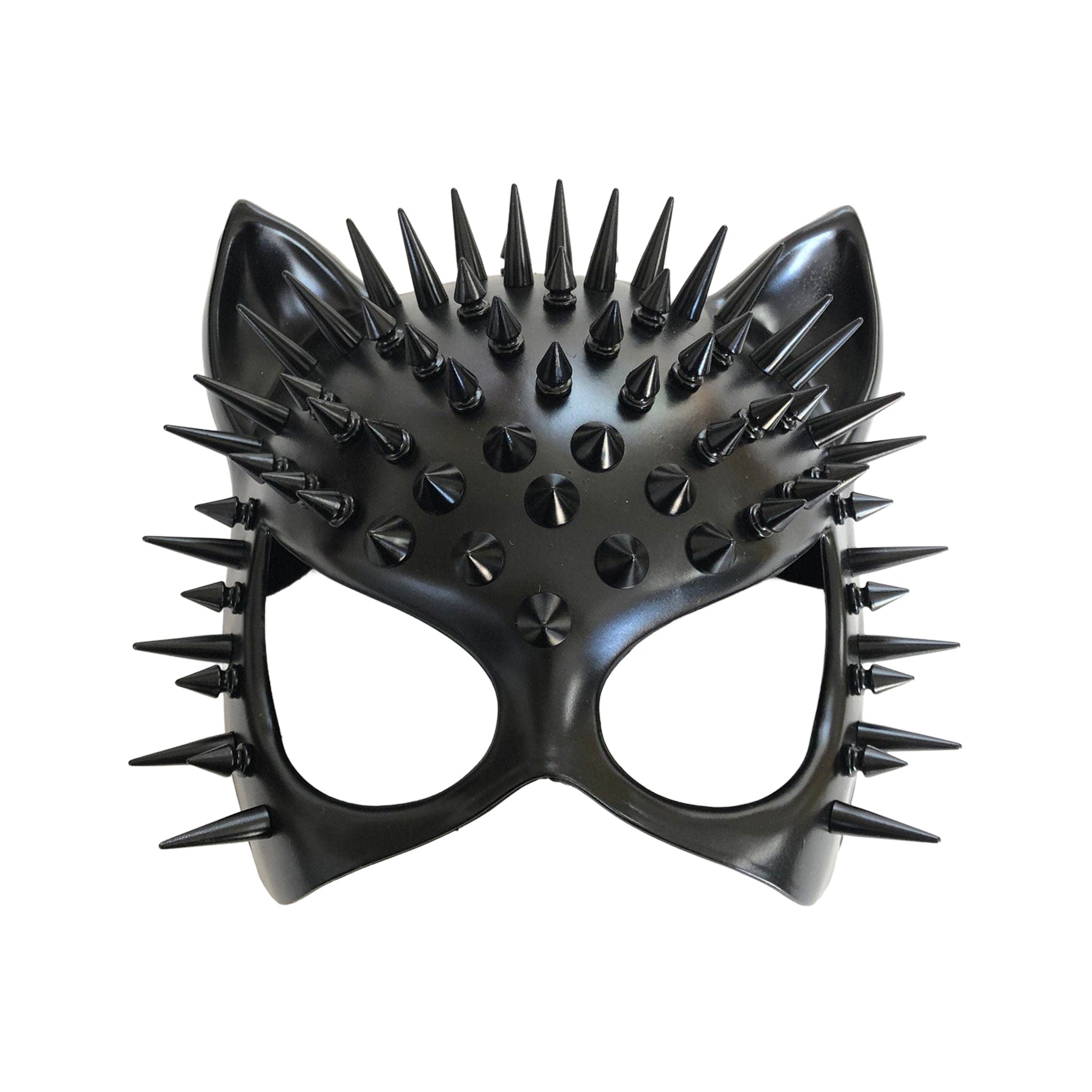 Plastic resin metallic spike spikes spiked accessories headgear mask half-mask swept-up ears edgy lightweight durable sturdy fetish fashion alt-fashion alternative festival masquerade animal bondage bdsm bdsm-toys kink kinky kinky-play kinkwear pet-play cat kitty costume cosplay halloween halloween-accessories meowx unisex black