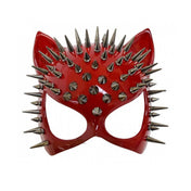 Plastic resin metallic spike spikes spiked accessories headgear mask half-mask swept-up ears edgy lightweight durable sturdy fetish fashion alt-fashion alternative festival masquerade animal bondage bdsm bdsm-toys kink kinky kinky-play kinkwear pet-play cat kitty costume cosplay halloween halloween-accessories meowx unisex red 
