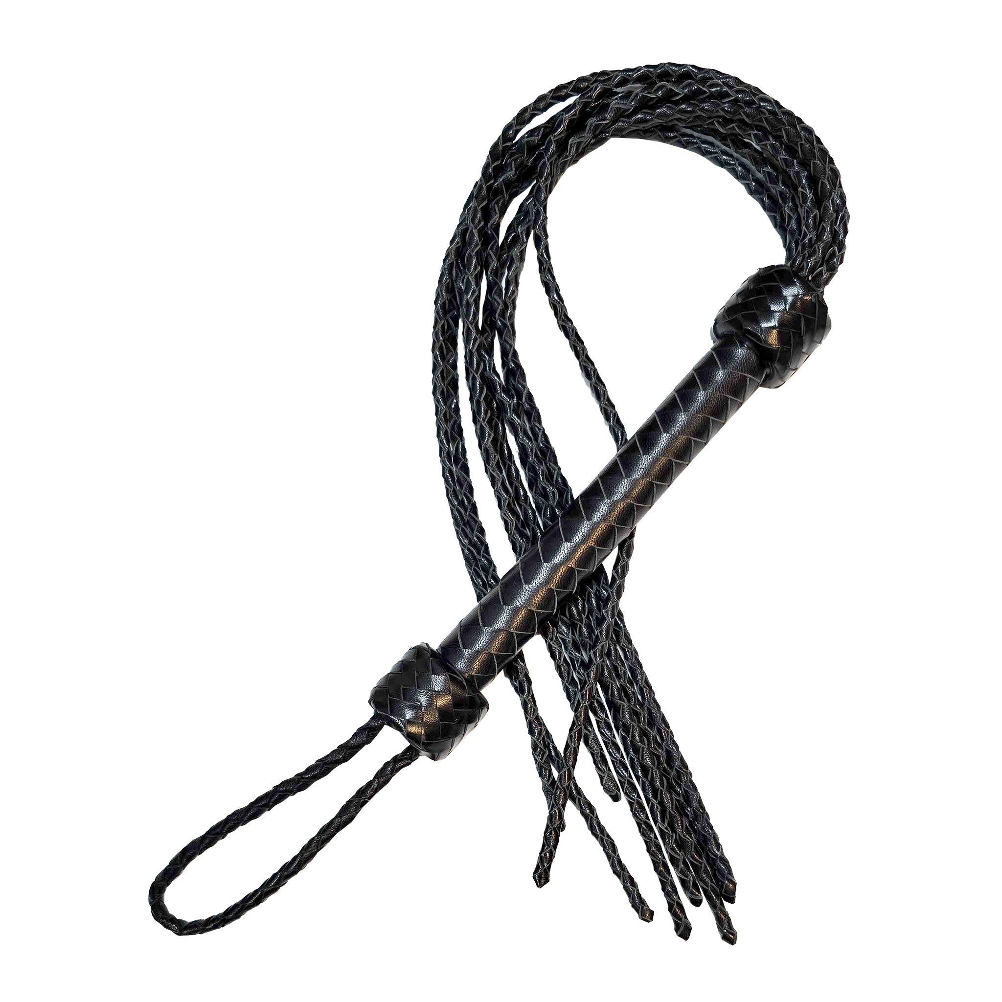 Leather genuine-leather bedroom-weapons whip flogger cat-of-nine-tails cat-o'-nine-tails braided-falls braided-handle high-sting low-thud fetish fashion alt-fashion bdsm bondage sadism masochism kink kinky kinky-play impact impact-play spanking animals adult-toys black