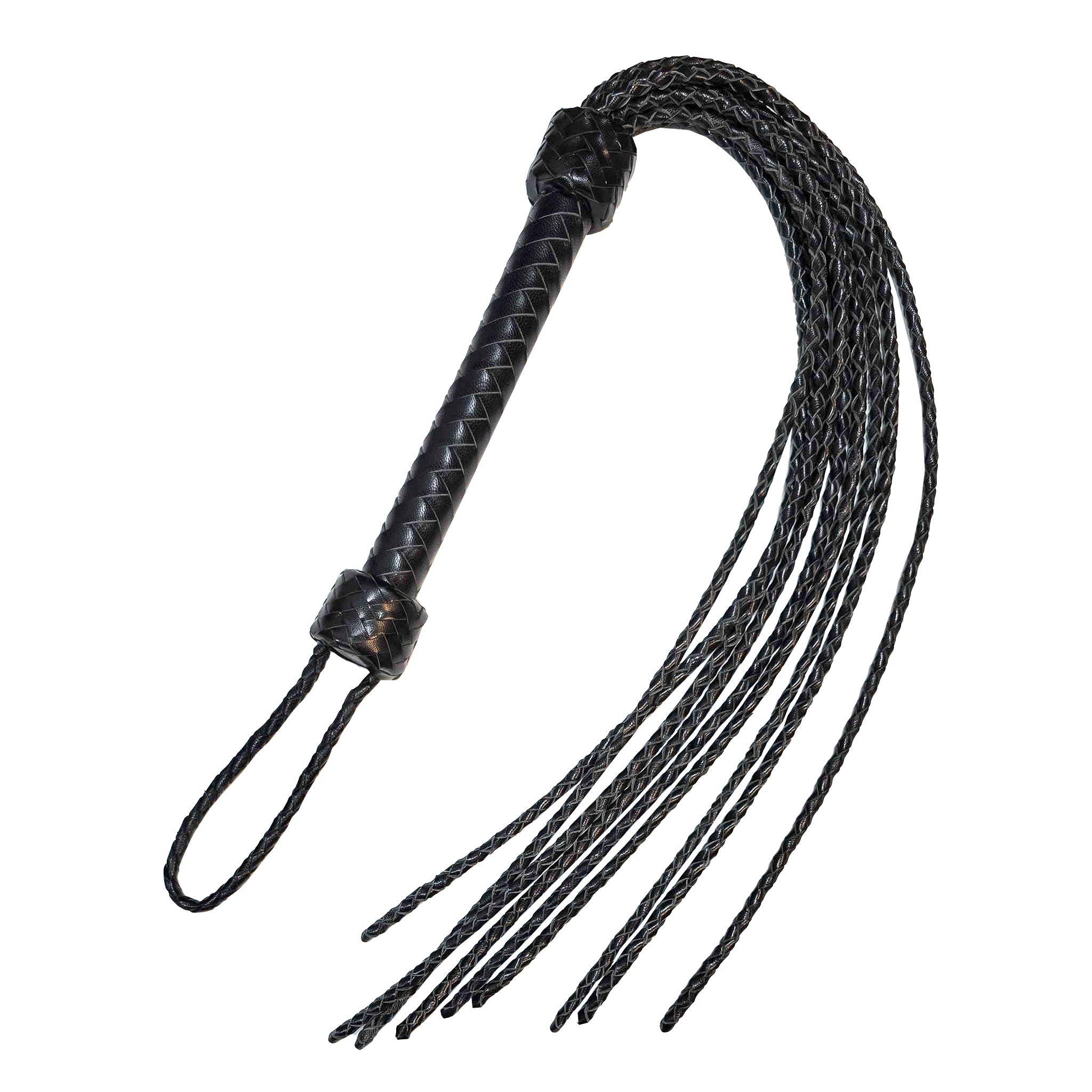 Leather genuine-leather bedroom-weapons whip flogger cat-of-nine-tails cat-o'-nine-tails braided-falls braided-handle high-sting low-thud fetish fashion alt-fashion bdsm bondage sadism masochism kink kinky kinky-play impact impact-play spanking animals adult-toys black